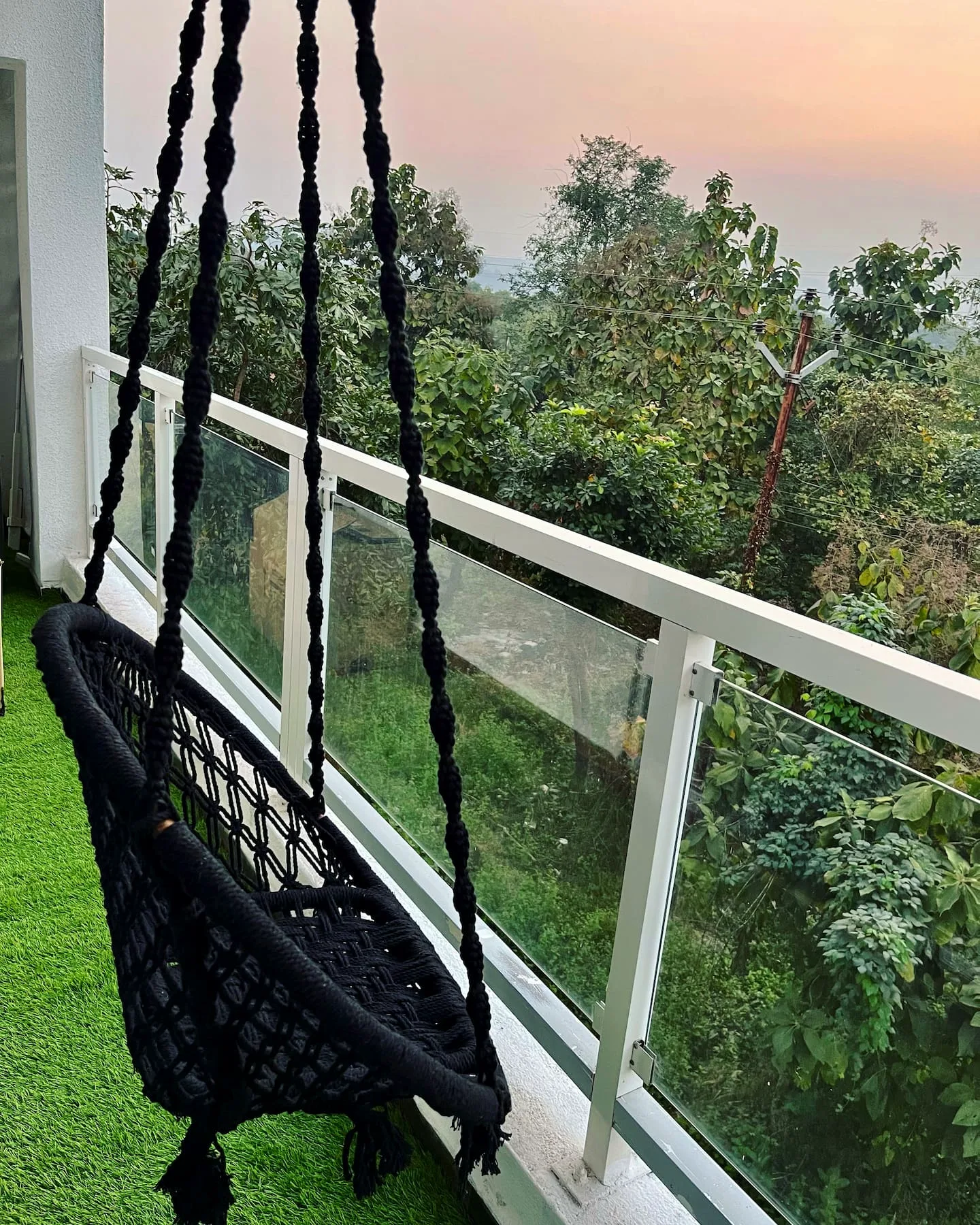 Hanging swing on the balcony